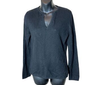 Charter club 2 ply 100% cashmere black v neck sweater quiet luxury soft cozy